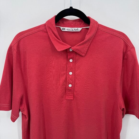 Travis Mathew Golf Polo Shirt Mens‎ Large Red Pima Cotton Polyester Blend - Picture 2 of 7